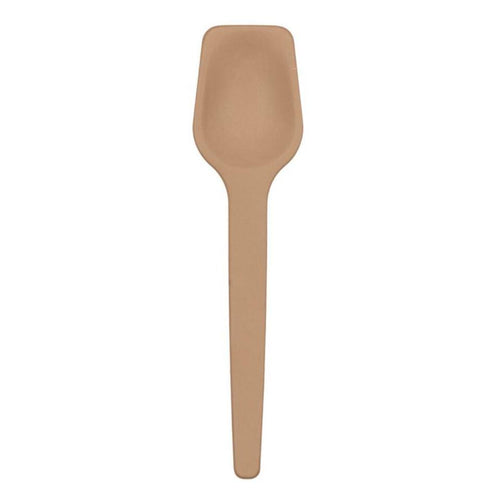 Cuillère à glace biosourcée en canne à sucre, couleur beige, design lisse et ergonomique.