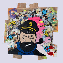 Load image into Gallery viewer, Tableau Pop Art représentant Capitaine Haddock sur bois recyclé, capturant son esprit dynamique avec des couleurs vives.