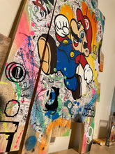 Cargar imagen en el visor de la galería, Tableau POP Art de MARIO, mélange vibrant de couleurs et de bandes dessinées sur bois artisanale.