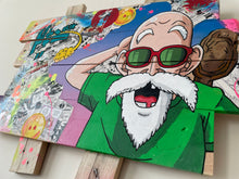 Laden Sie das Bild in den Galerie-Viewer, Tableau Pop Art Tortue Géniale, bois recyclé, art vibrant, hommage à Dragon Ball, style comic, peinture colorée.