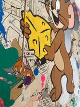 Carica l&#39;immagine nel visualizzatore di Gallery, Tableau Pop Art représentant Jerry, la souris de &#39;Tom et Jerry&#39;, tenant un morceau de fromage, style ludique.