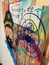 Laden Sie das Bild in den Galerie-Viewer, Tableau POP Art Captain Haddock with vibrant colors and bold shapes, featuring the Captain and Milou.