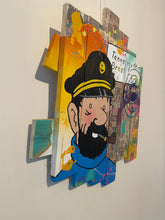 Load image into Gallery viewer, Pop Art tableau of Captain Haddock on wooden palette, vibrant colors and bold shapes, iconic Tintin character.