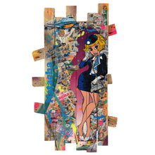 Carica l&#39;immagine nel visualizzatore di Gallery, Vibrant POP Art piece featuring Natacha, crafted on recycled palette boards for a rustic texture.