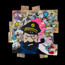 Load image into Gallery viewer, Tableau pop art du Capitaine Haddock sur bois recyclé, illustrant son caractère vibrant et iconique.