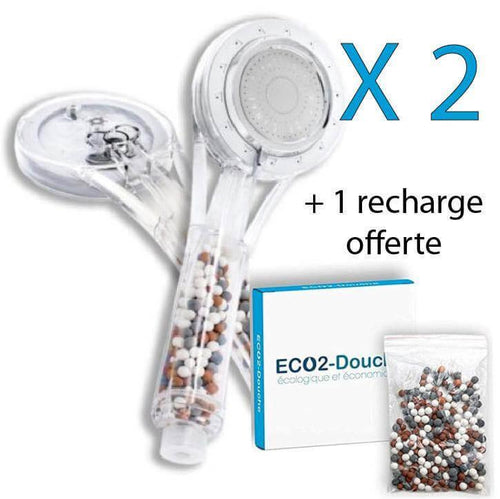 Douchette ECO2-Douche L'ORIGINAL française avec 2 produits et recharge offerte, pierres naturelles incluses.